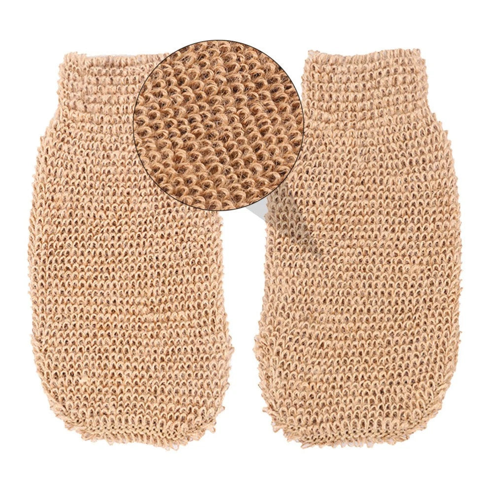 2Pcs Bath Exfoliating Gloves Ramie Jute Body Scrubber for Soft Skin