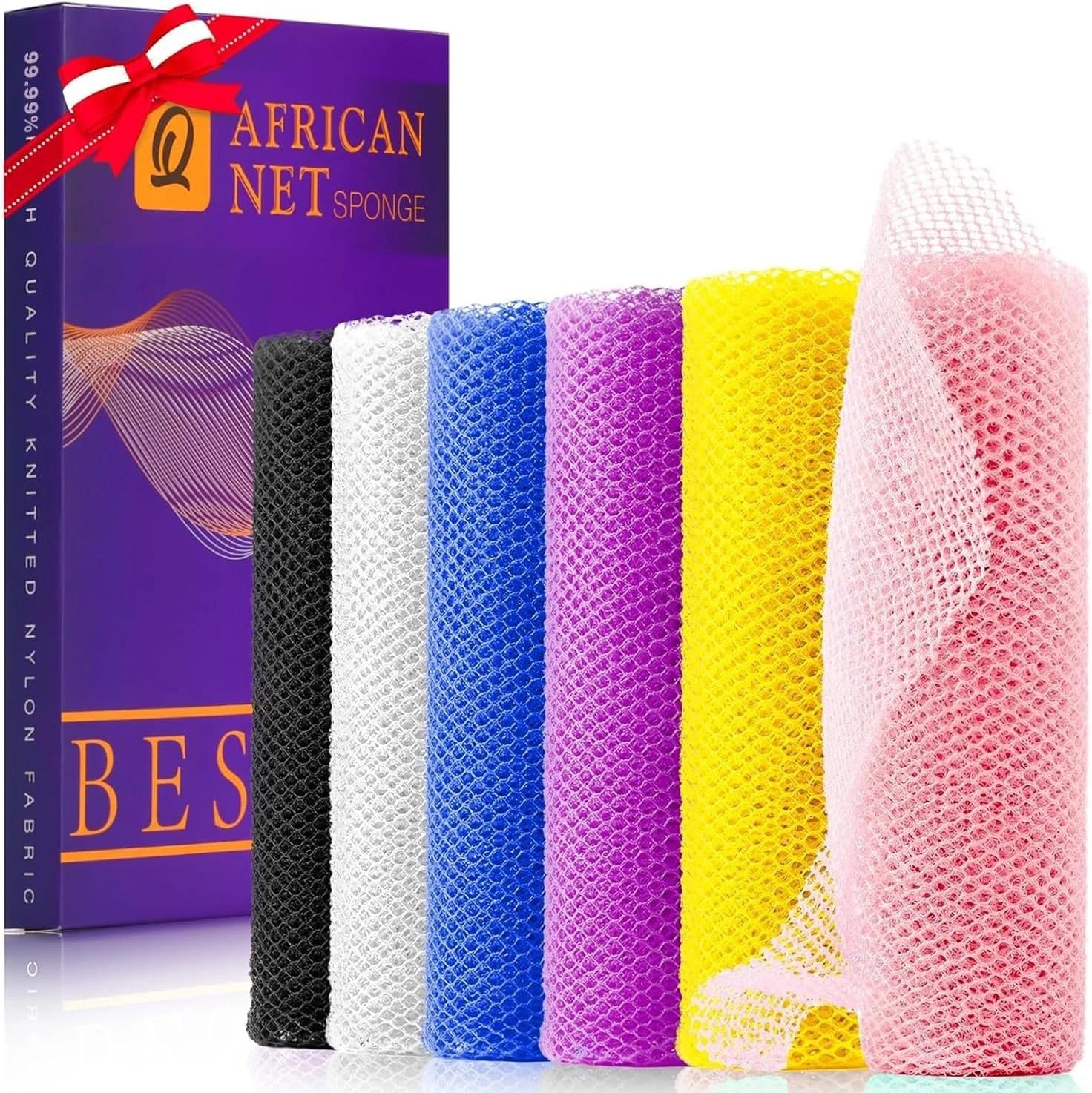 6 Pieces African Bath Sponge African Net Long Net Bath Sponge Exfoliating Shower
