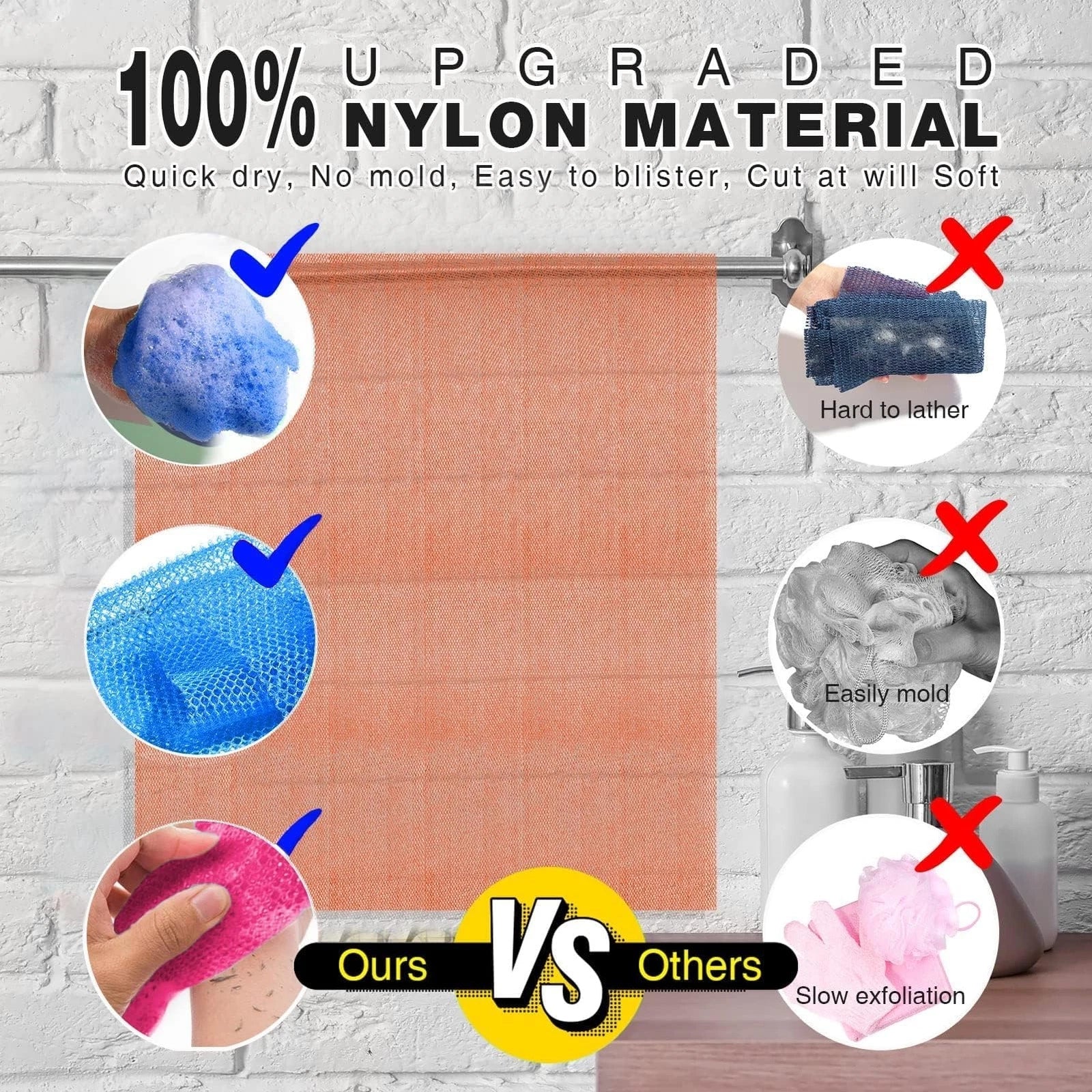 3 Pieces African Bath Sponge African Net Long Net Bath Sponge Exfoliating Sho...