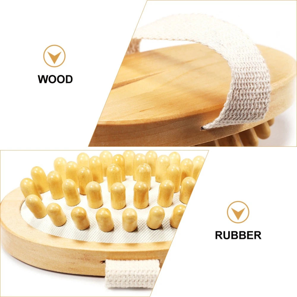 1PC Body Bath Massage Nursing Brush Compact No Handle Massage Brush (Wood Color)