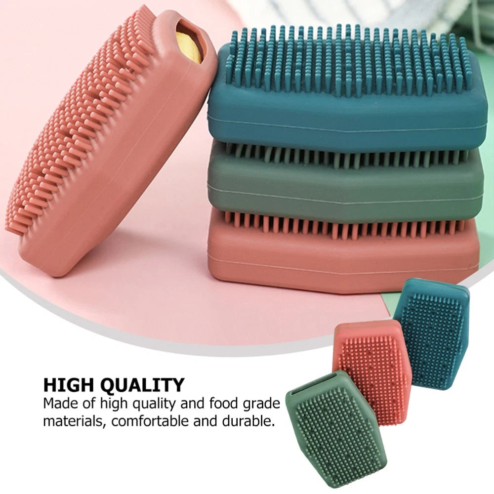 3 Pcs Silicone Bath Brush Man Skin Exfoliator Scrubber Brushes Body