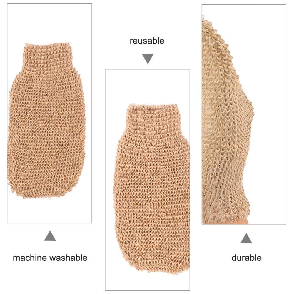 2Pcs Bath Exfoliating Gloves Ramie Jute Body Scrubber for Soft Skin