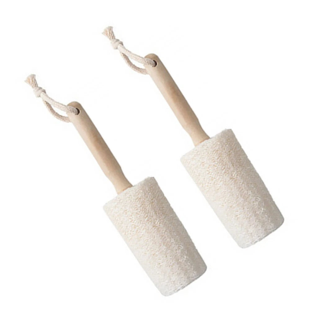 2Pcs Natural Loofah Bath Brush for Body Exfoliation and Back Scrubbing