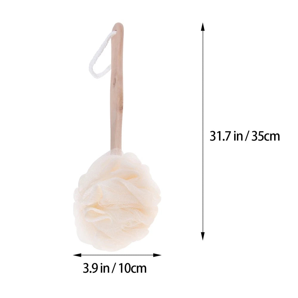 Long Handle Bath Sponge Exfoliating Brush Loofah Mesh for Travel and Home