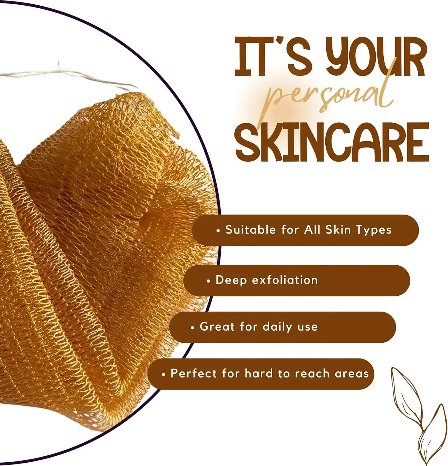 African Net Sponge, Authentic African Exfoliating Sponge, Black Owned, Back S...