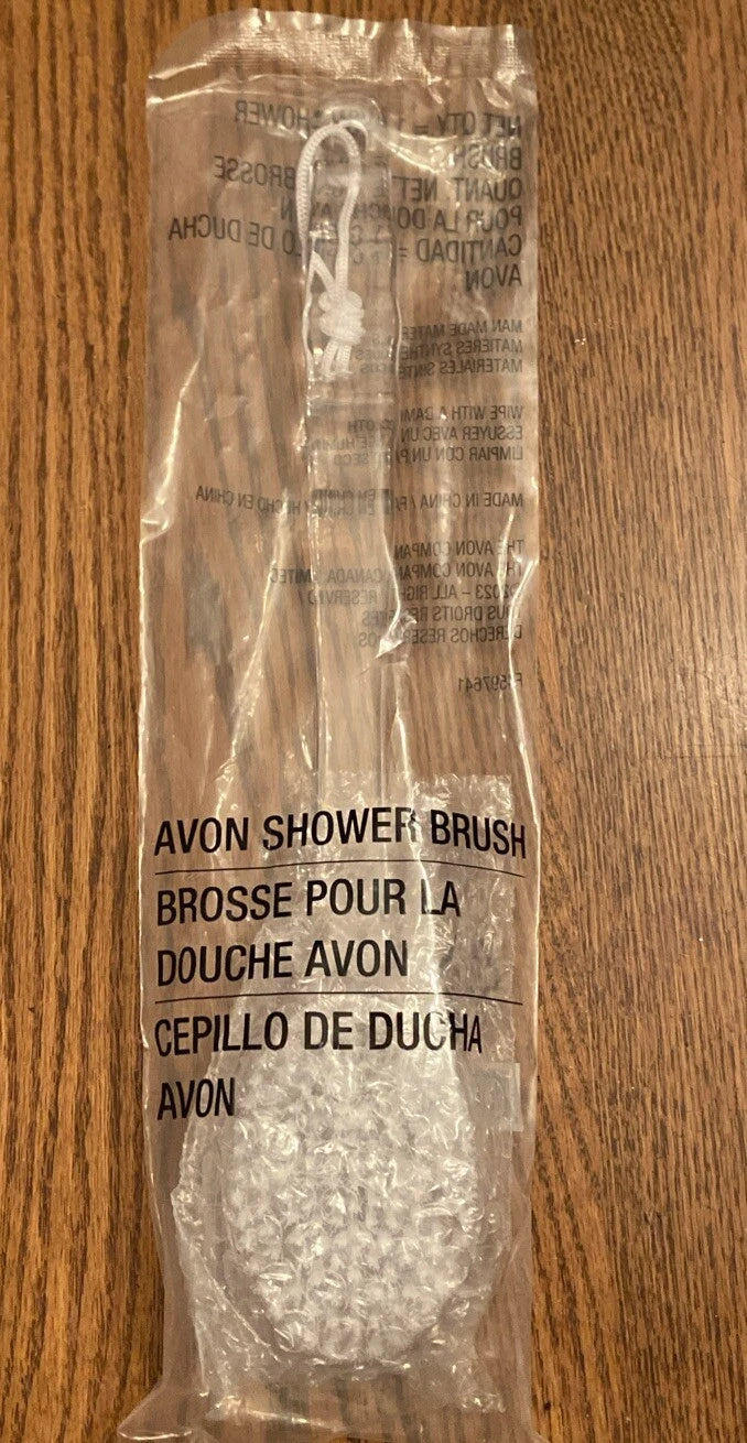 Avon Long Non Slip Comfort Handle Shower Brush Massage Nubs &  Hanging Loop NEW