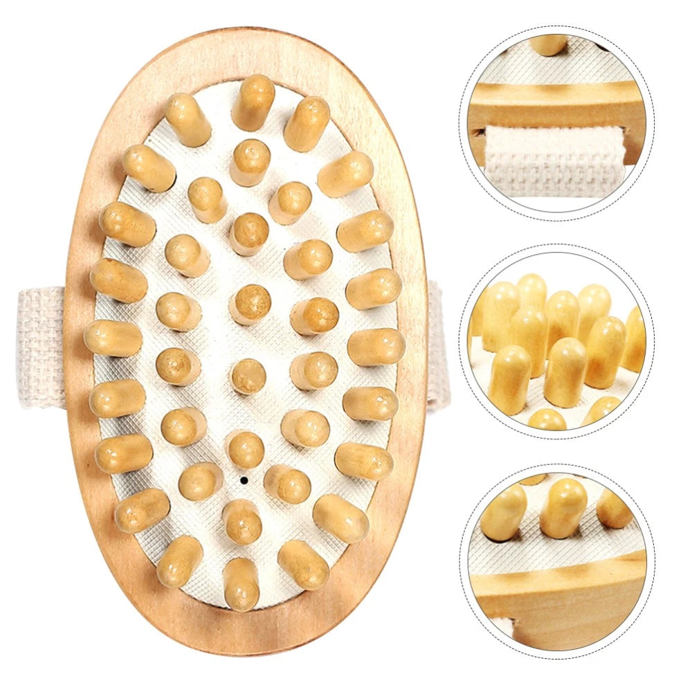 1PC Body Bath Massage Nursing Brush Compact No Handle Massage Brush (Wood Color)
