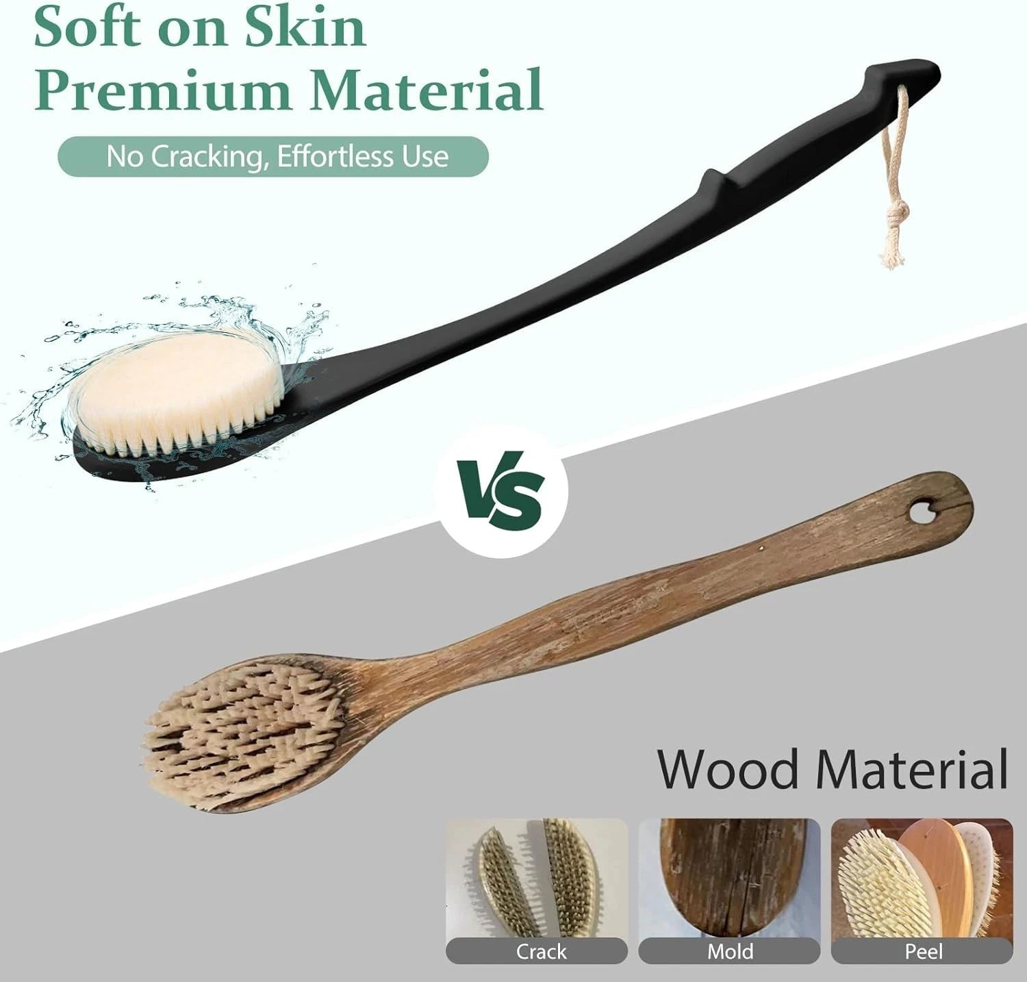 17-Inch Back Scrubber for Shower, Shower Brush for Men and Women, Long Handle E