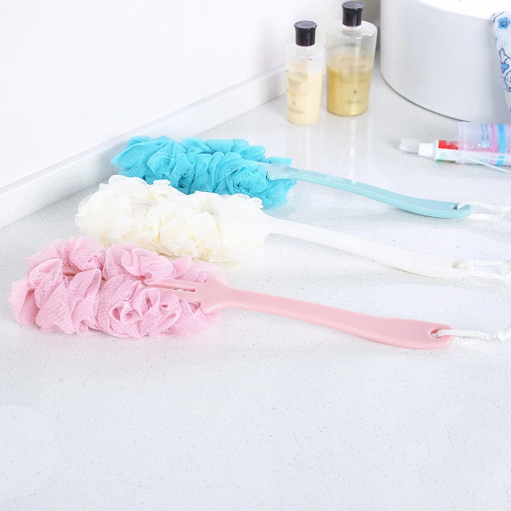 Long Handle Bath Flower Scrubber Colorful Body Brush Exfoliating Shower Brush