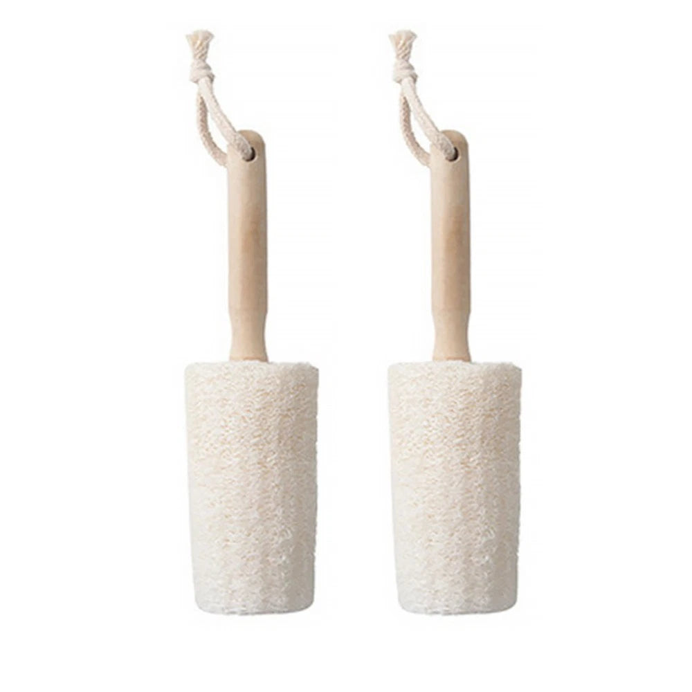 2Pcs Natural Loofah Bath Brush for Body Exfoliation and Back Scrubbing