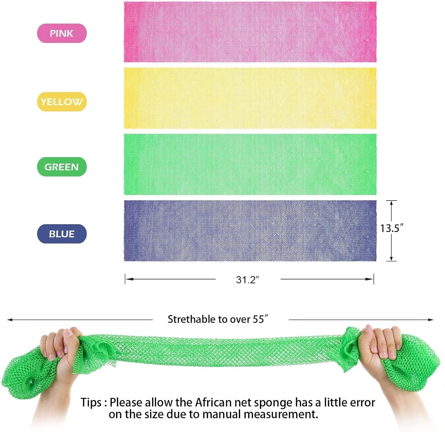 2 Pieces African Net Sponge Authentic Real African Exfoliating Net Bath Sponge W