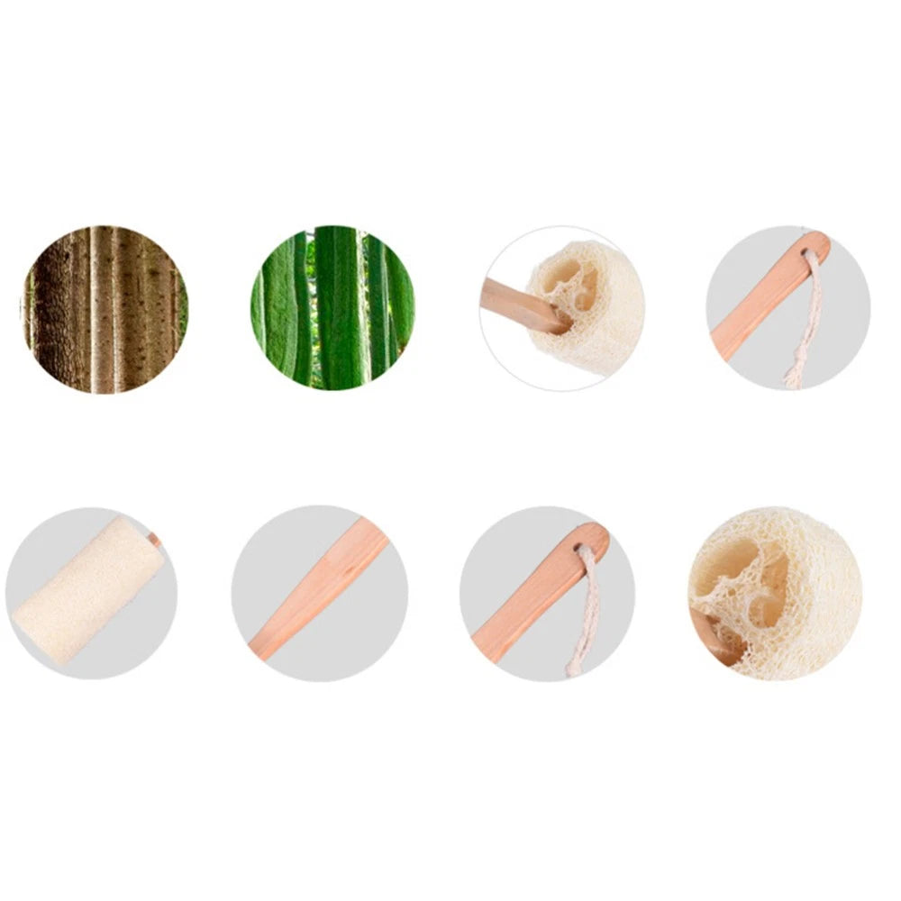 Wooden Loofah Bath Brush Back Scrubber for Shower Exfoliating Sponges