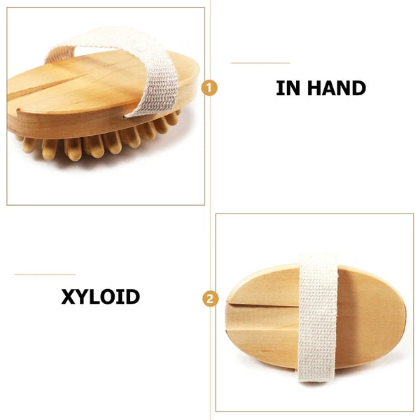 1PC Body Bath Massage Nursing Brush Compact No Handle Massage Brush (Wood Color)