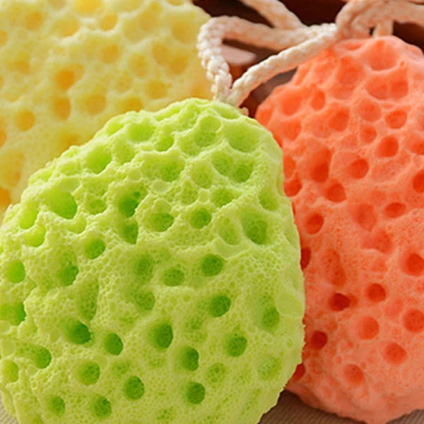 3 Pcs Honeycomb Bath Shower Sponge Seaweed Cotton Exfoliating Brush with Rope