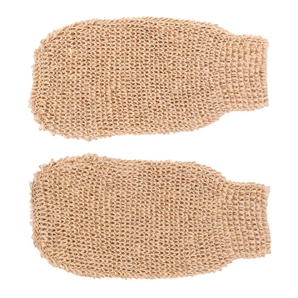 2Pcs Bath Exfoliating Gloves Ramie Jute Body Scrubber for Soft Skin