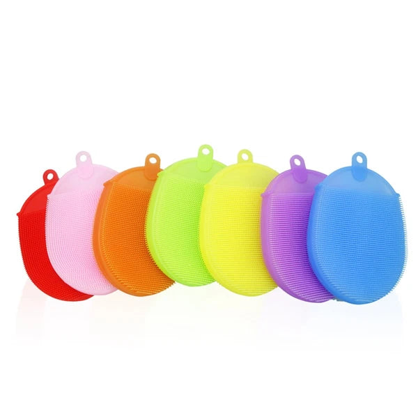 2 Pcs Silicone Bath Brush Exfoliating Shower Brush Silicone Bath Scrubber