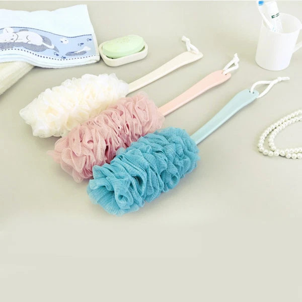 2 Pcs Rub The Back Bath Flowers Scrubber with Long Handle Body Brushes