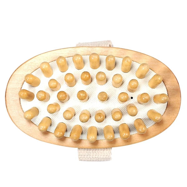 1PC Body Bath Massage Nursing Brush Compact No Handle Massage Brush (Wood Color)