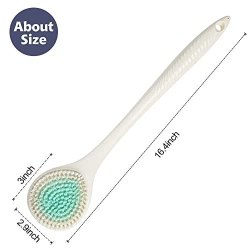 Back Bath Brush Long Handle for Shower - Soft Shower Brush for Men & Ivory