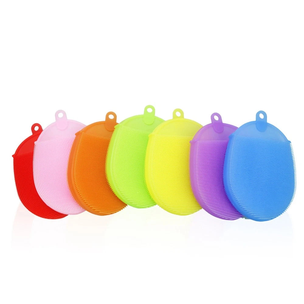 2 Pcs Silicone Bath Brush Exfoliating Shower Brush Silicone Bath Scrubber