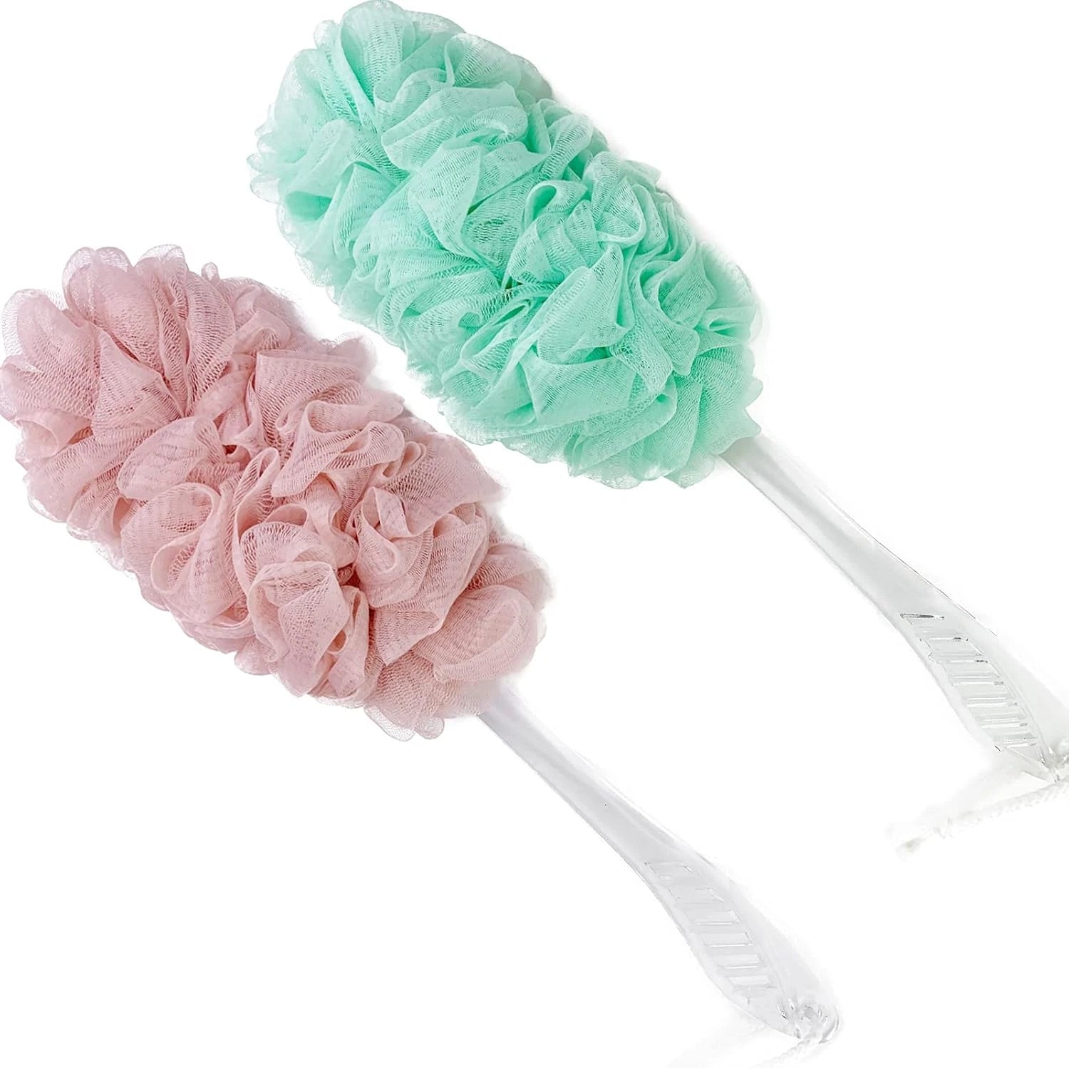 PPHAO - Loofah on a Stick for Men & Women - Bath Brush with Long Handle - Plasti