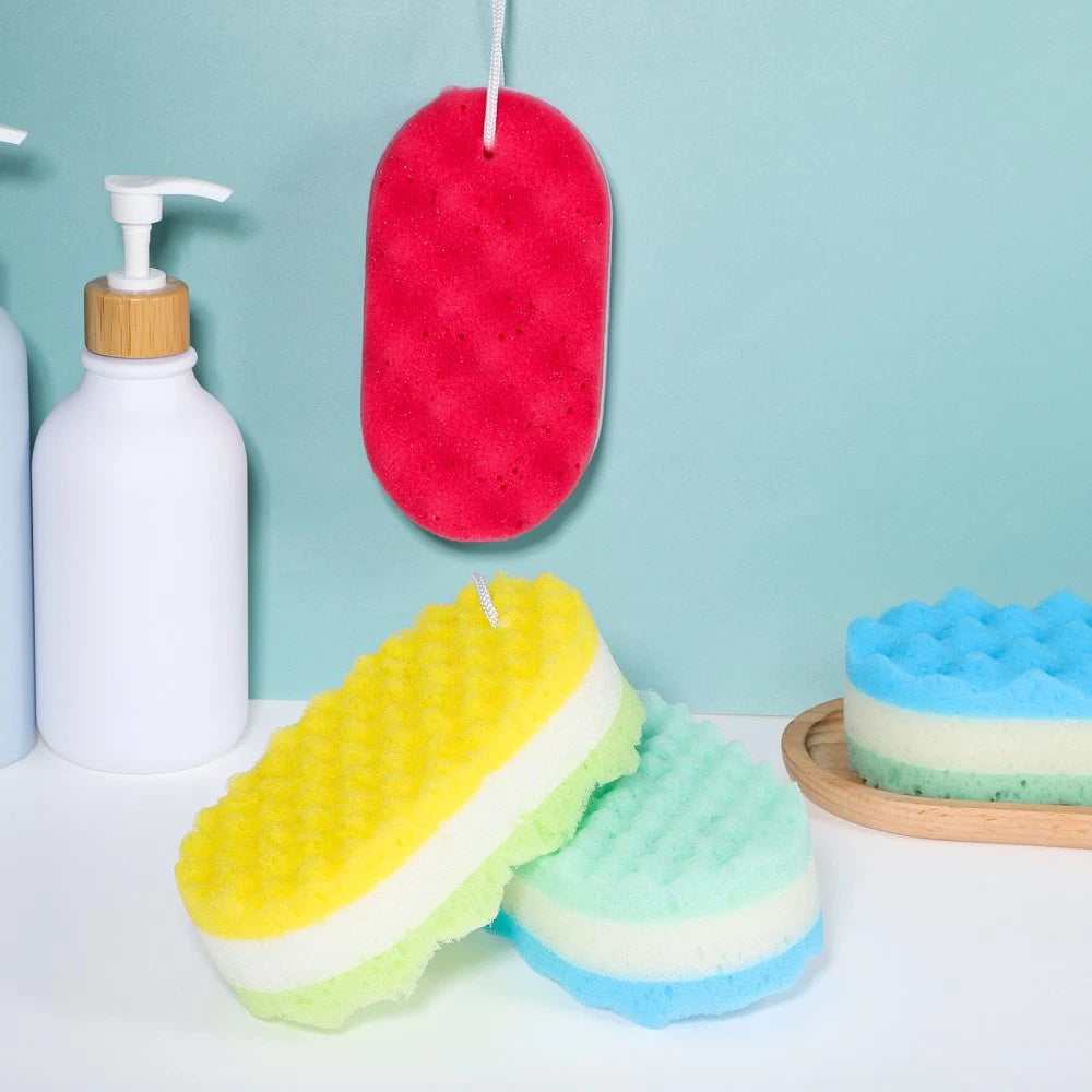 4 Pcs Bath Sponge Baby Loofahs for Shower Men Exfoliating Scrubber