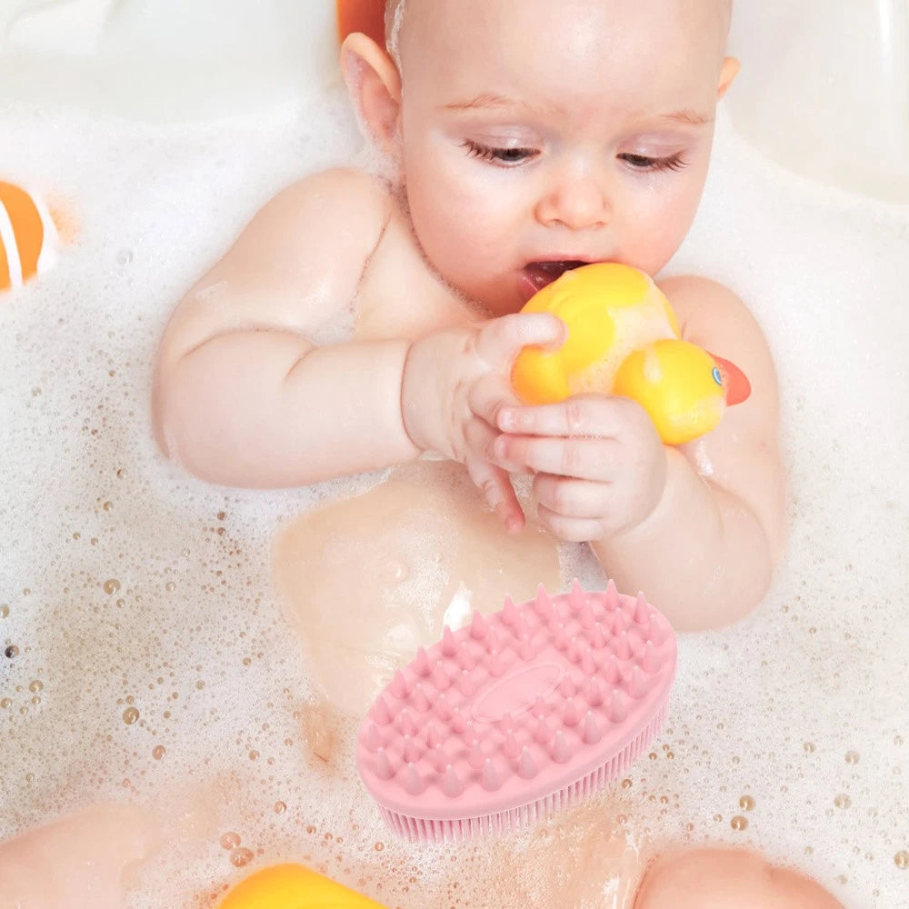 Silicone Bath Brush Shampoo Brush Double-sided Shower Brush for Baby Kids