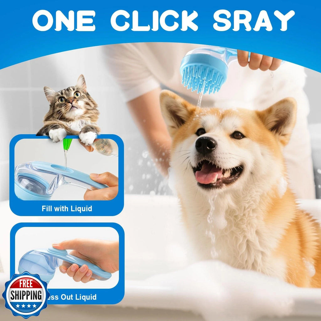 LOOHOI Dog Bath Brush, Silicone Pet Bath Brush with Soap Dispenser,Deep Clean