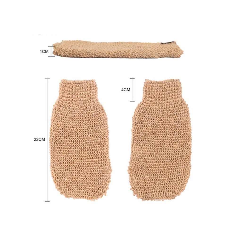 2Pcs Bath Exfoliating Gloves Ramie Jute Body Scrubber for Soft Skin