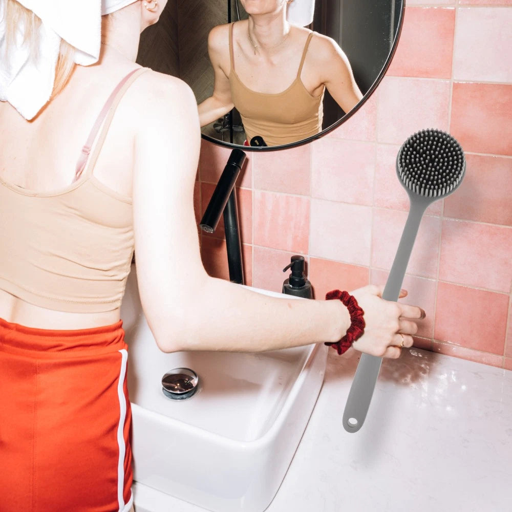 Silicone Bath Brush Back Scrubber for Shower Long Handle