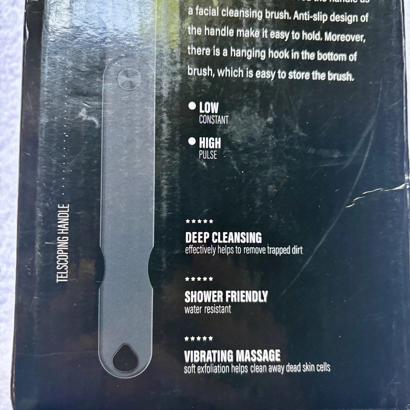 Sonic Scrubber Silicone Face & Body Brush Rechargeable Telescoping Handle New