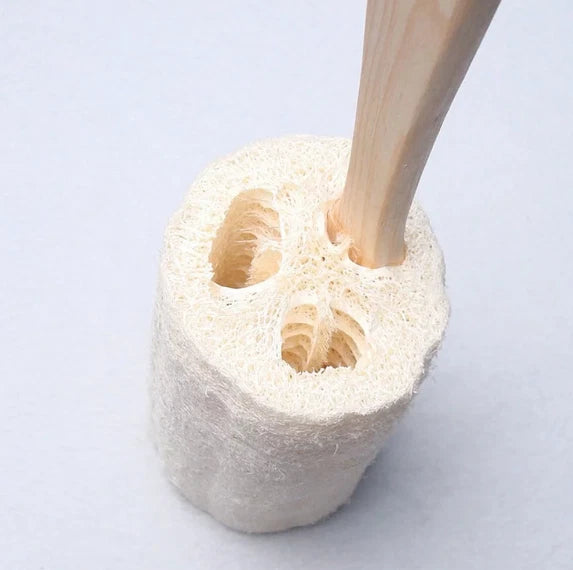 Natural Loofah Scrubber Long Wood Handle Exfoliating Back Brush Body Shower Bath