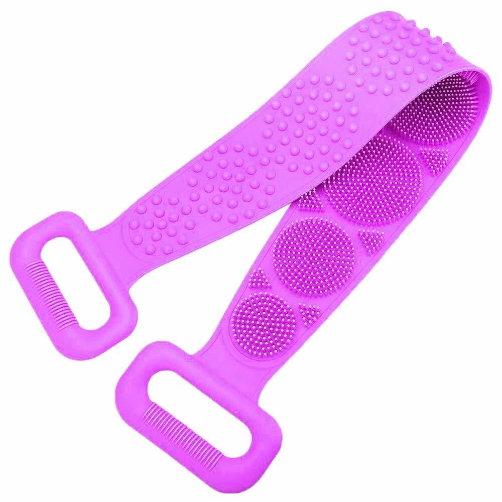 Silicone Bath Body Brush - Exfoliating Long Back Scrubber Easy To Clean, Lathers