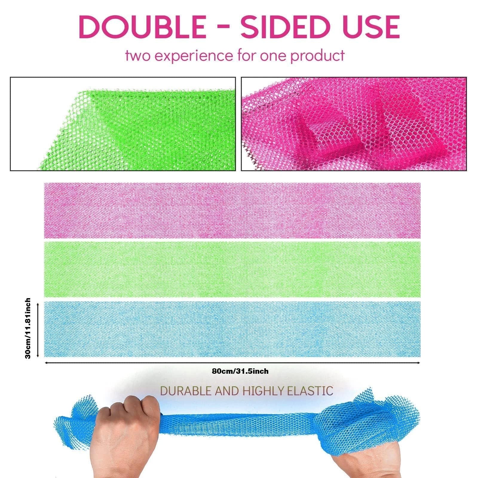 3 Pieces African Bath Sponge African Net Long Net Bath Sponge Exfoliating Sho...