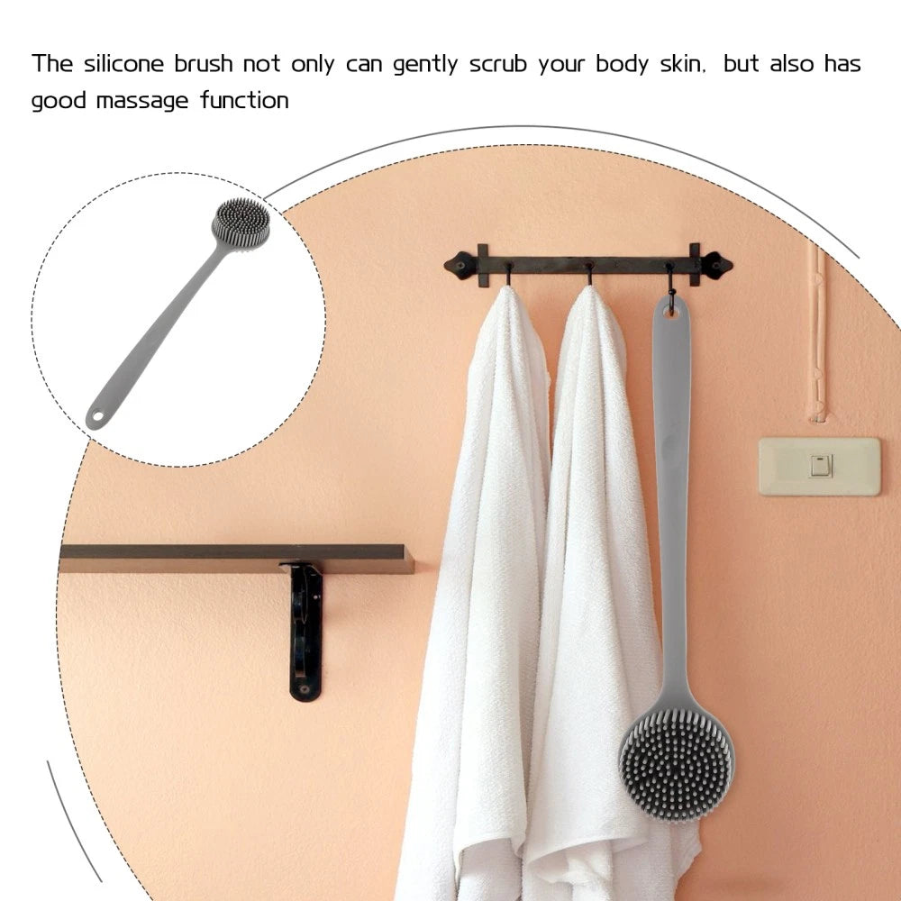 Silicone Bath Brush Back Scrubber for Shower Long Handle