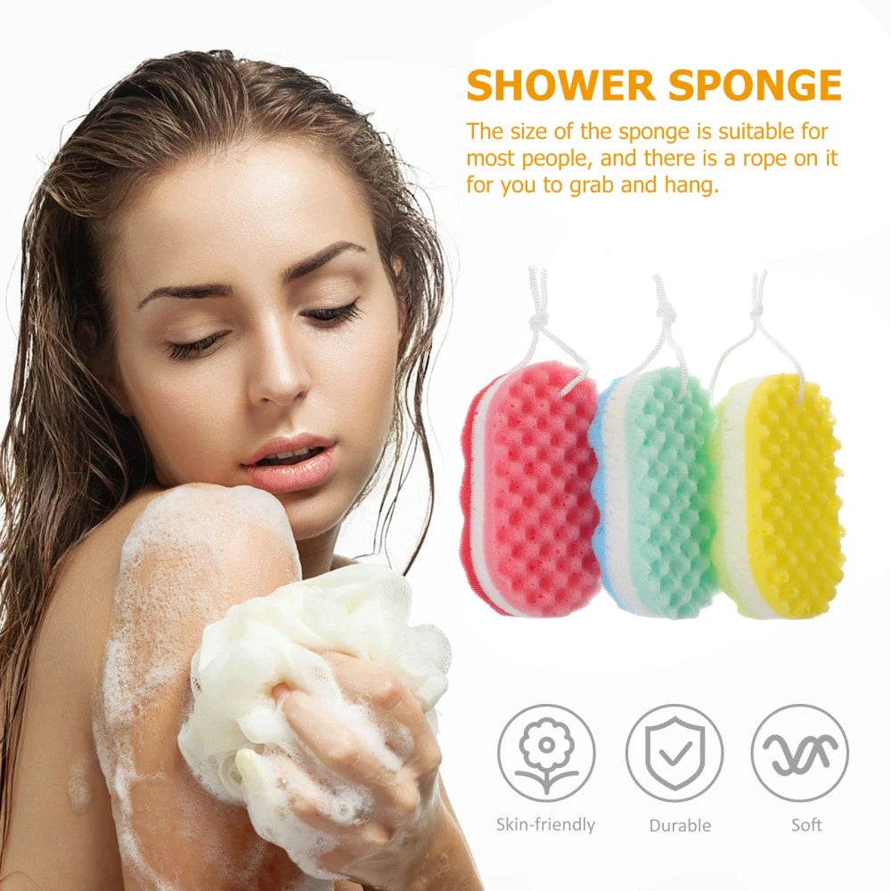 3 Pcs Massage Sponges Bath Child Man Scrubbing Scrubber Bathroom for Body