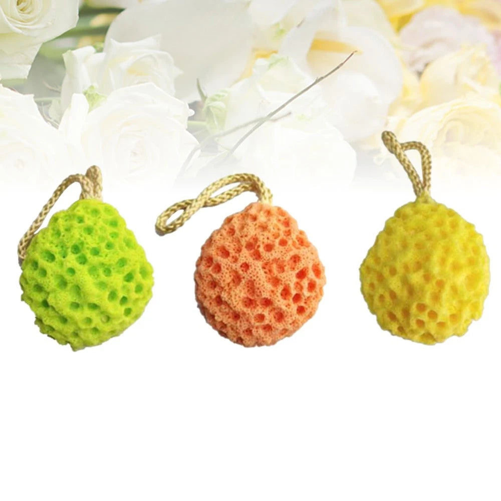 3 Pcs Honeycomb Bath Shower Sponge Seaweed Cotton Exfoliating Brush with Rope