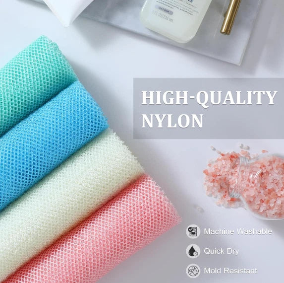 4× African Net Sponge Exfoliating Bath Long Sponge Shower Body Back Scrubber USA