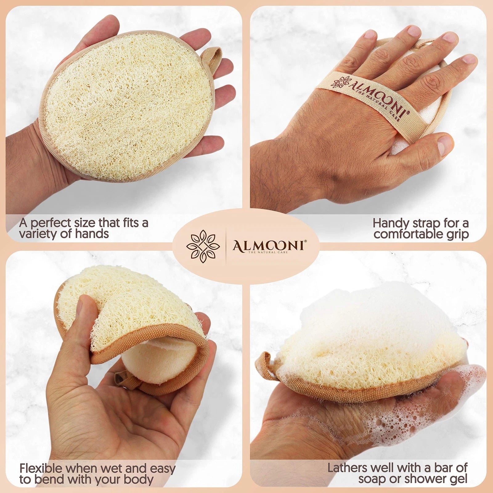 Natural Loofah Exfoliating Body Scrubber - 2 Count for Face & Body