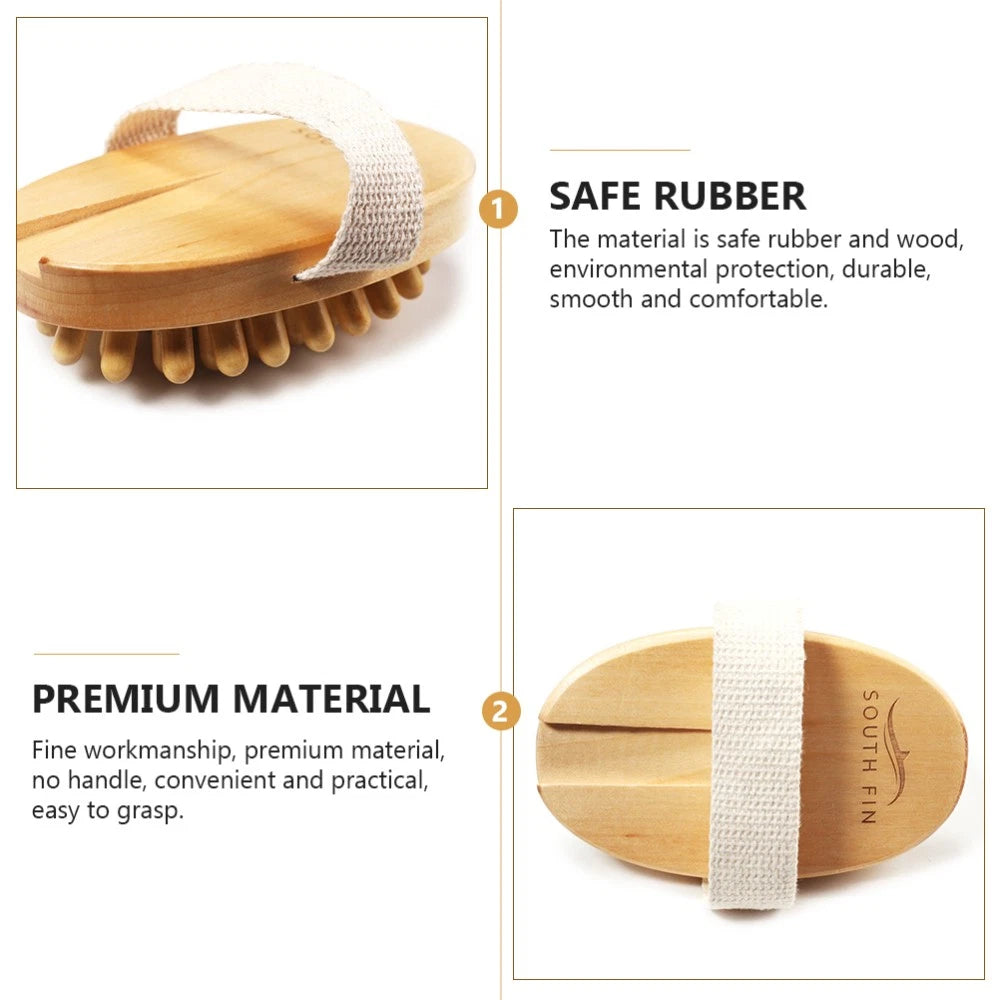 1PC Body Bath Massage Nursing Brush Compact No Handle Massage Brush (Wood Color)