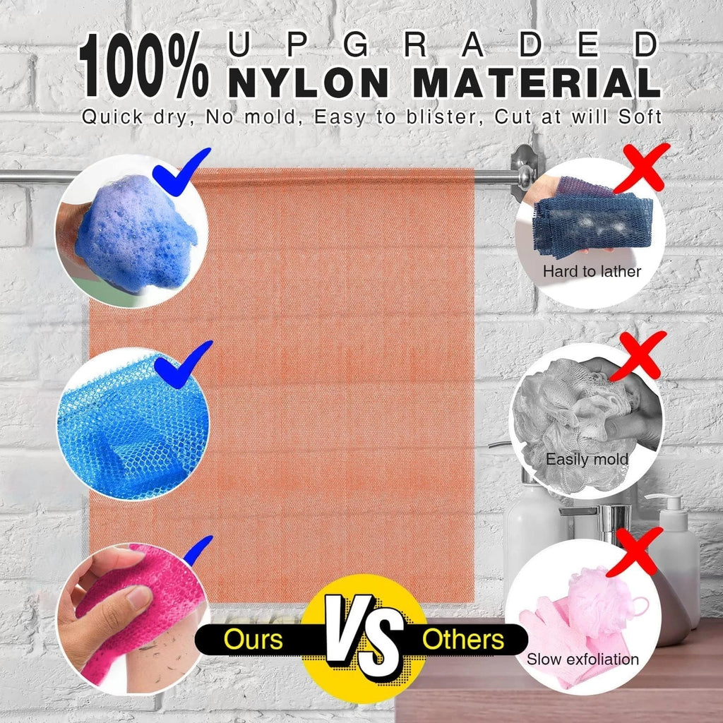 3 Pieces African Bath Sponge African Net Long Net Bath Sponge Exfoliating Sho...