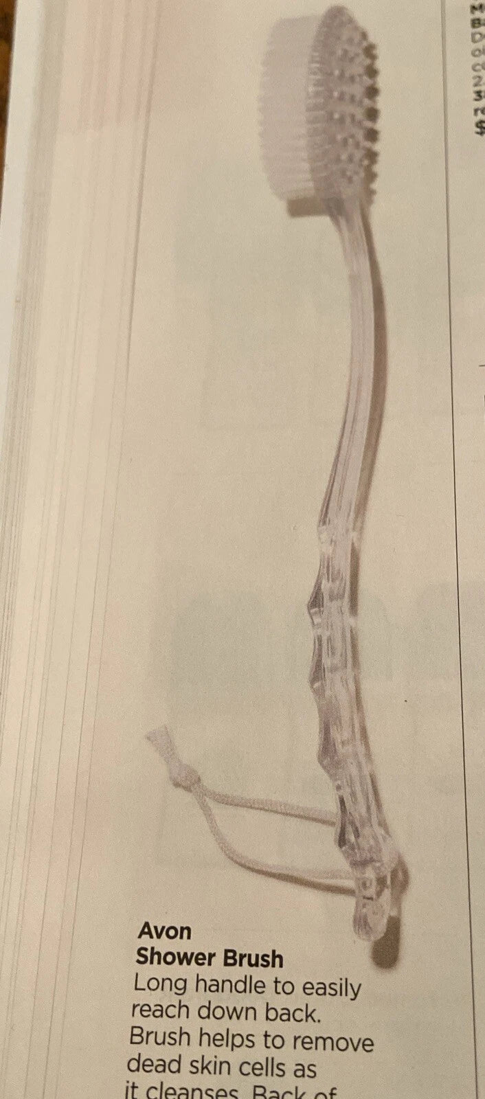 Avon Long Non Slip Comfort Handle Shower Brush Massage Nubs &  Hanging Loop NEW