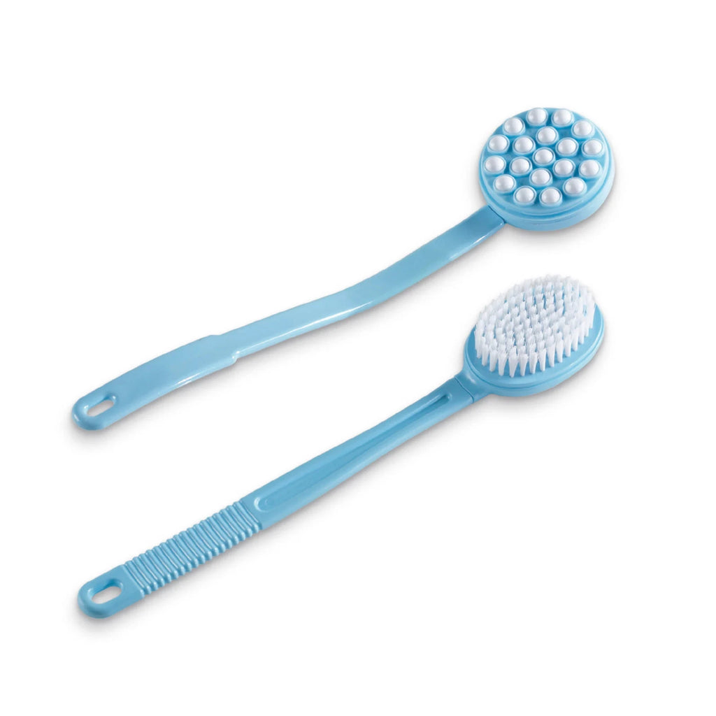 Long Body Brush with Lotion Wand and Blue Handle - Set of 2