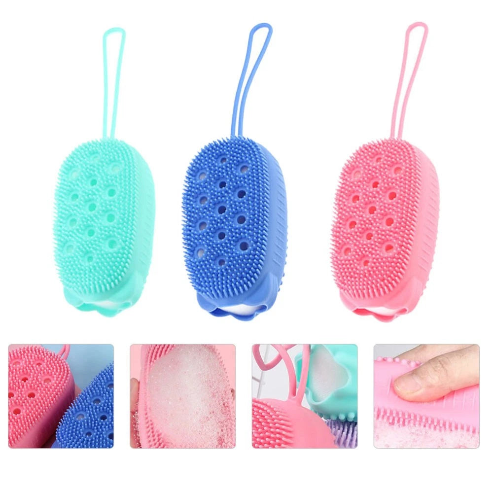 3pcs Body Quick Foaming Brush Bath Silicone Rubbing Brush