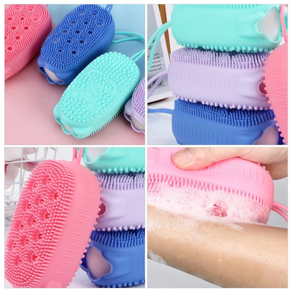3pcs Body Quick Foaming Brush Bath Silicone Rubbing Brush