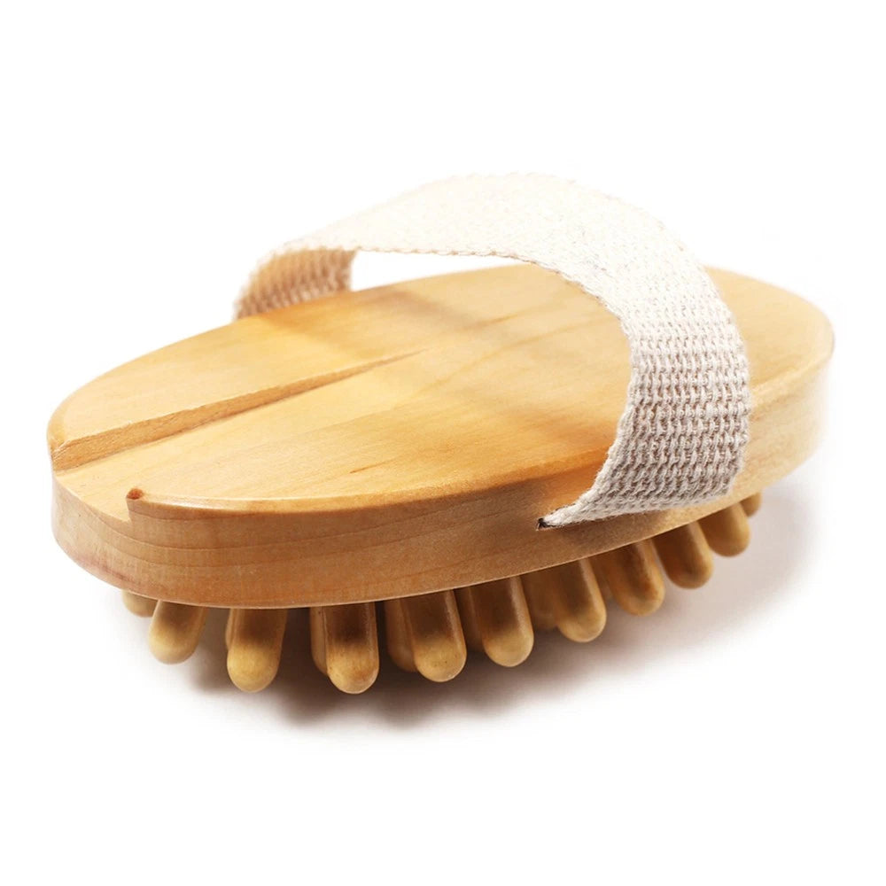 1PC Body Bath Massage Nursing Brush Compact No Handle Massage Brush (Wood Color)