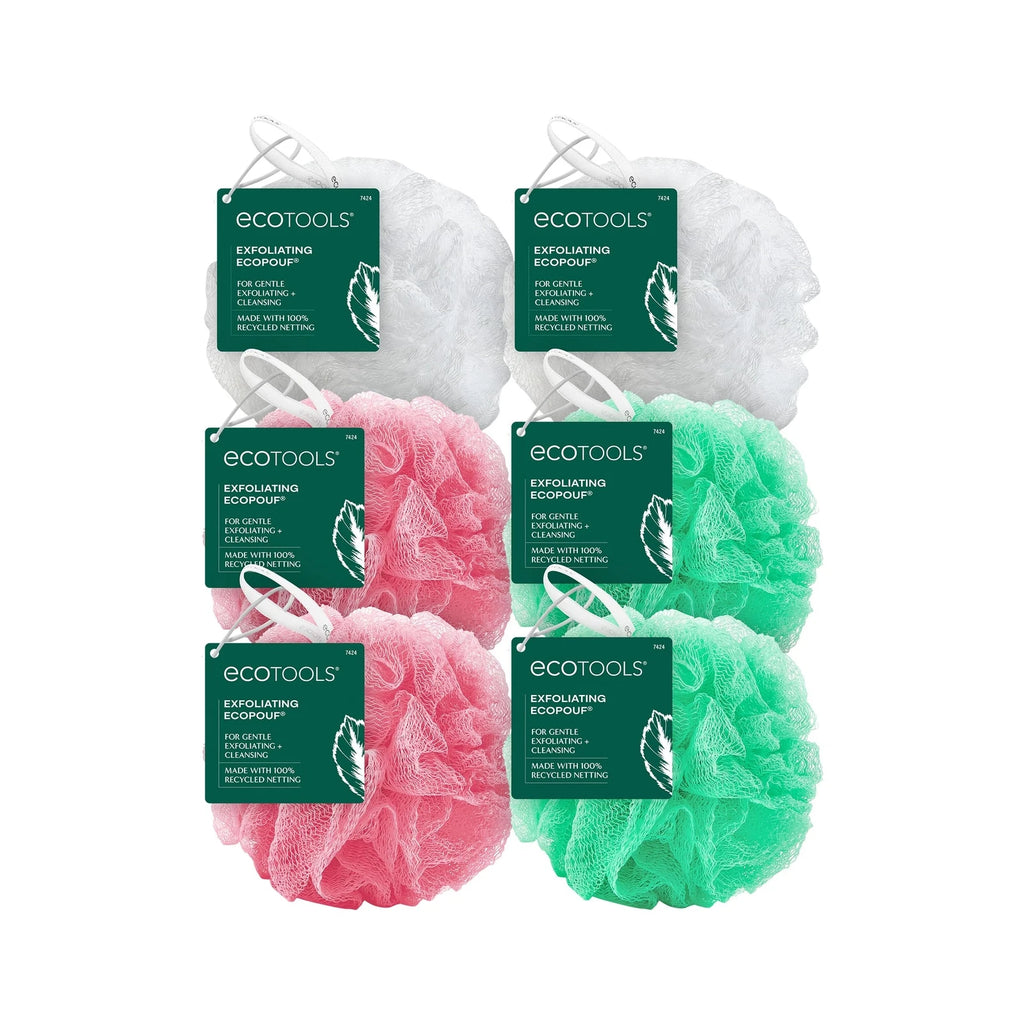 EcoTools Exfoliating EcoPouf 6 Pack Bathing Sponges Vegan Cruelty Free