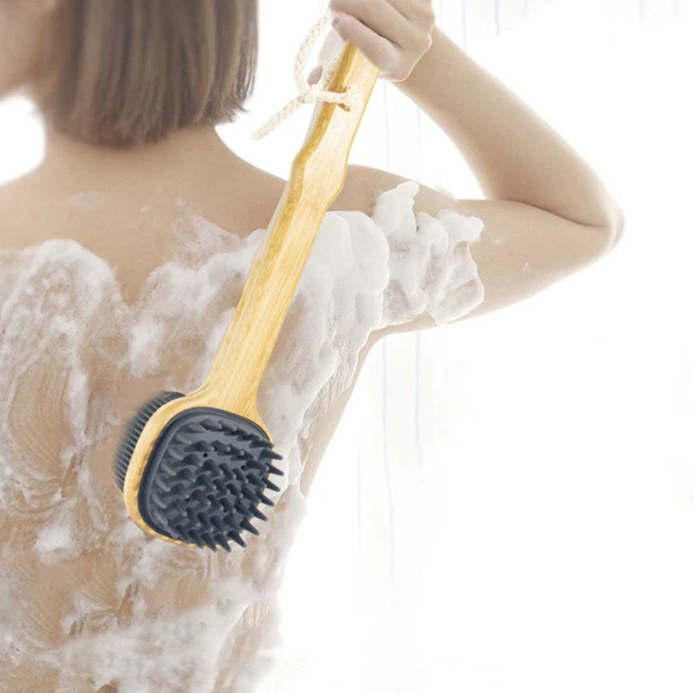 Bath Brush Silicone Back Scrubber for Shower Miss with Handles Long