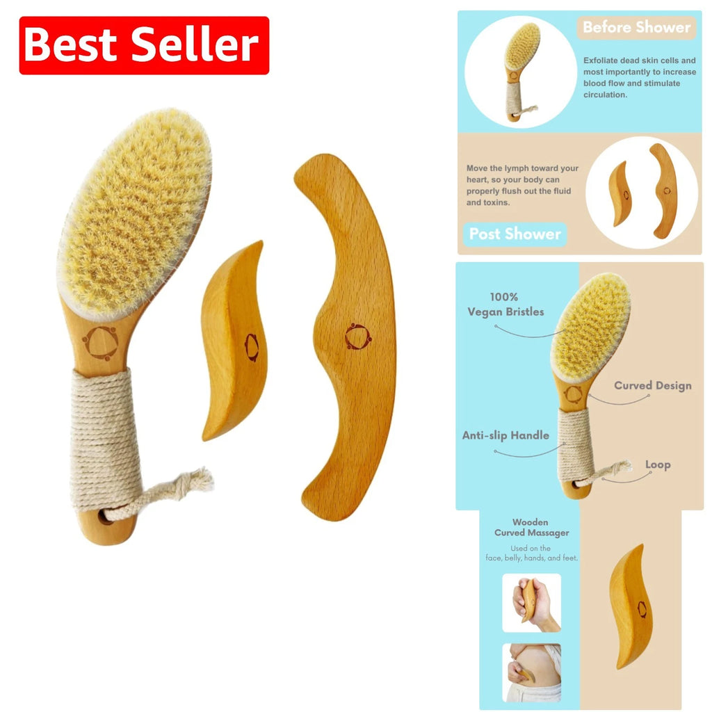 3-in-1  Dry Brush with Massage Tools for Lymphatic Drainage & Relaxation