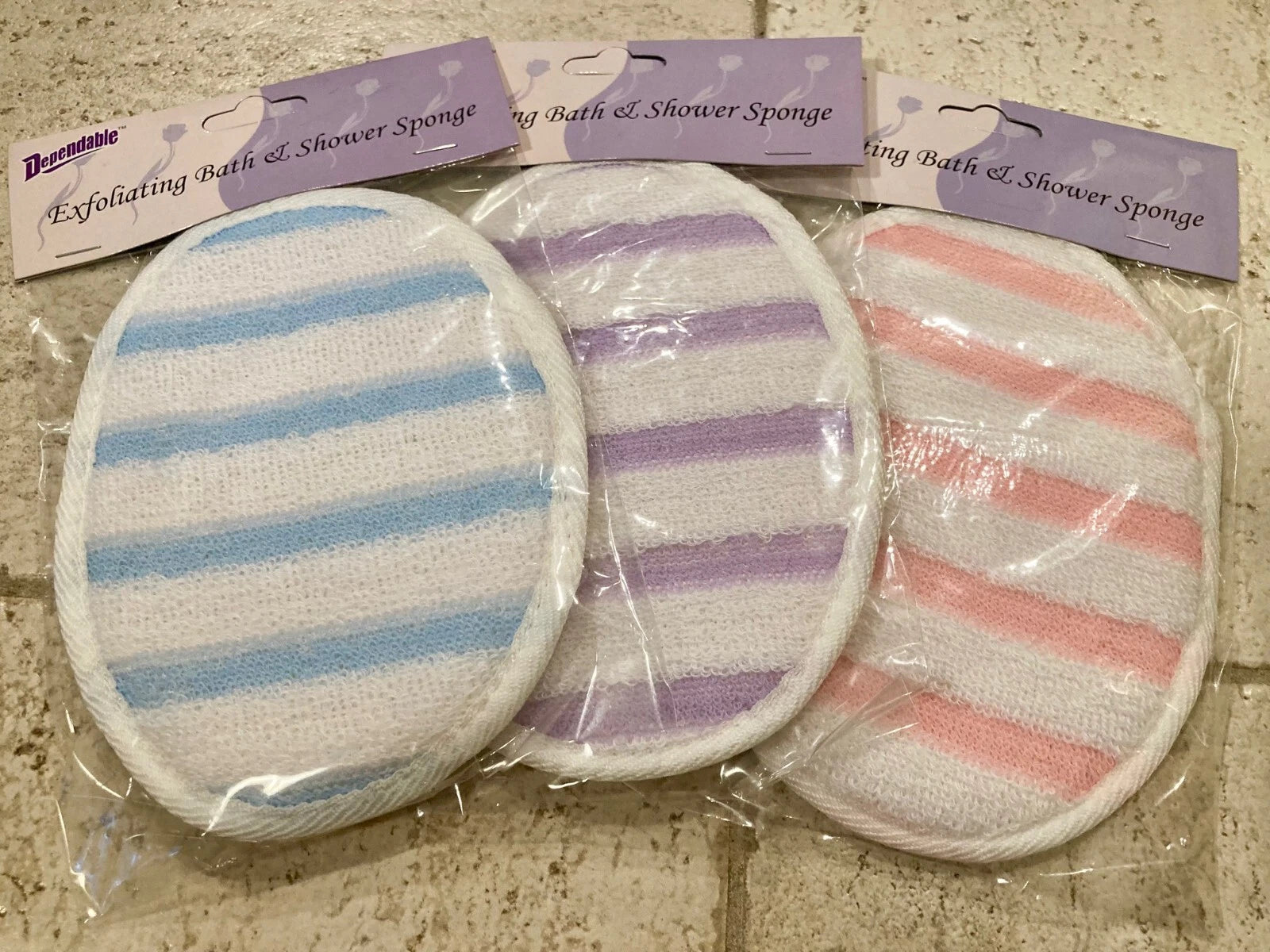 3 Pack - Bath and Shower Exfoliating Body Scrub Sponge / Terry Gauze Pads, New